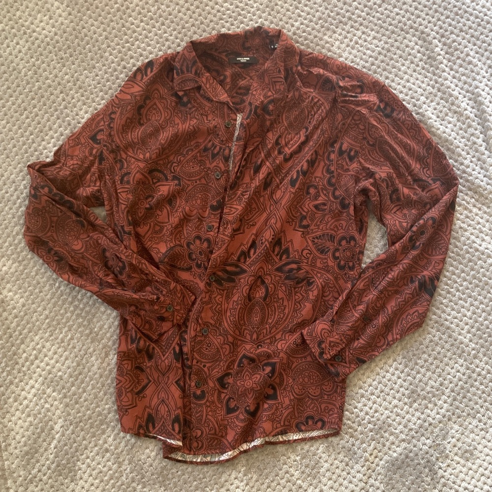 Men’s Burnt orange floral button down from ASOS